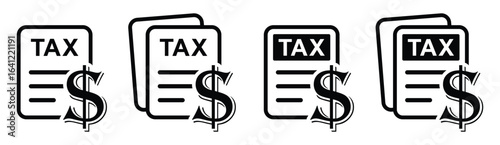 Tax money document icon, vector illustration