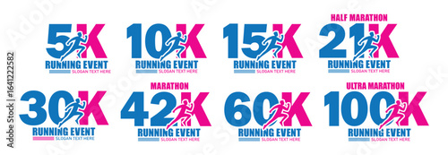 Running event sport logo, vector illustration