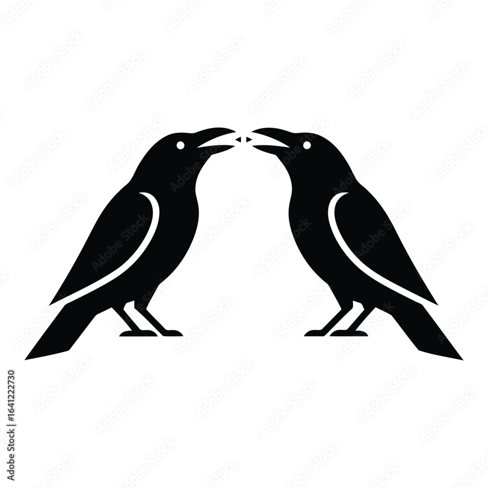 Fototapeta premium Vector art of two crows isolated on white background