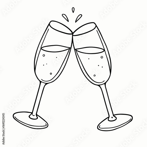 Clinking champagne glasses for celebration and toasting moments with copy space for new year’s eve or wedding day party