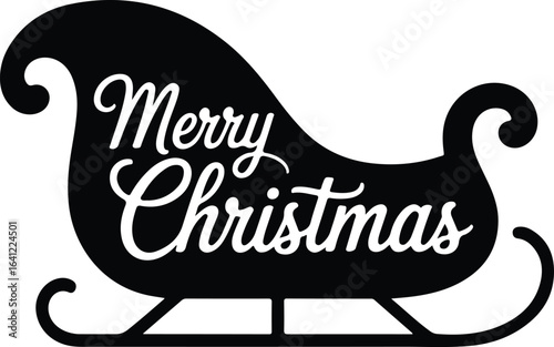 Merry Christmas sleigh silhouette festive holiday greeting