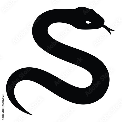 Vector art of snake silhouette isolated on white background