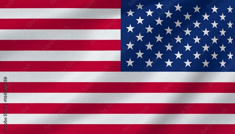 Fototapeta premium Waving United States flag with visible fabric texture, symbolizing patriotism, national pride, and American identity.