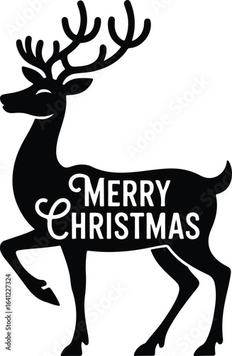 Merry Christmas reindeer silhouette festive holiday greeting
