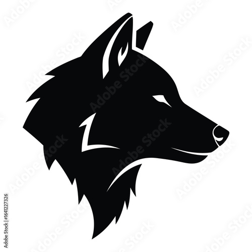 Vector art of black wolf head isolated on white background