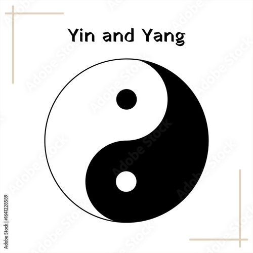 Ying yang symbol, Feng shui icon, black and white