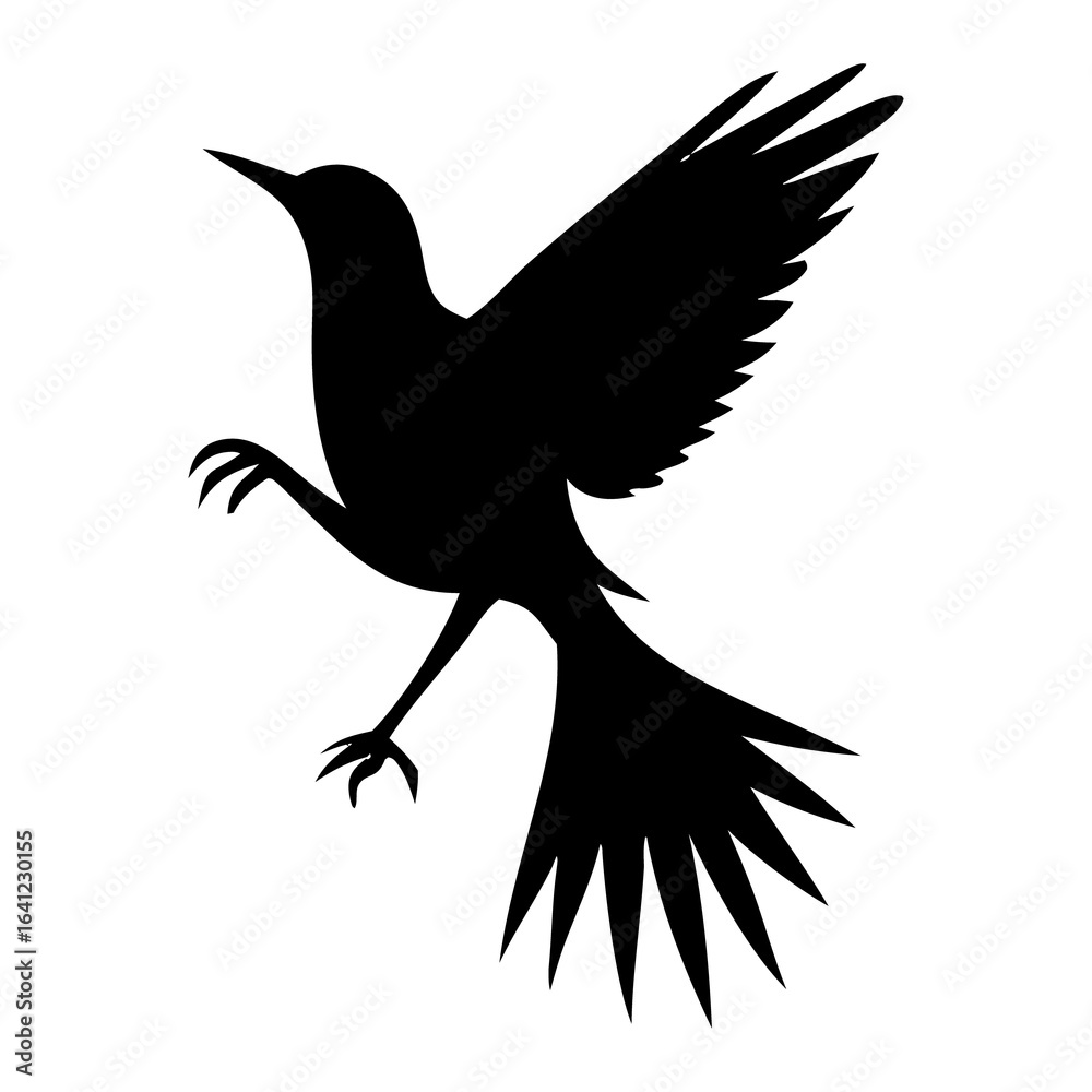 Fototapeta premium Eagle flying vector silhouette illustration with spread wings