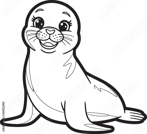 Adorable seal pup line art illustration stock photos royalty free image premium quality