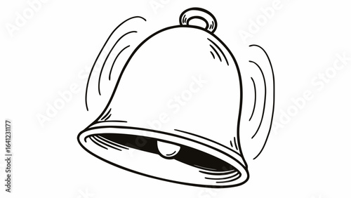Illustration of a ringing bell with sound waves emanating from it on a white background
