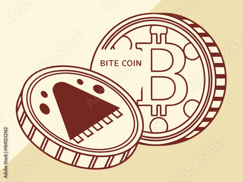 Bite Cryptocurrency Coin and Bitcoin Coin Illustration .Vector illustration of a Bite cryptocurrency coin next to a Bitcoin coin. 