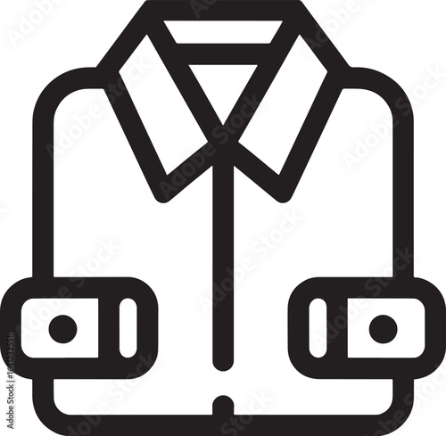 Simple line art icon of a folded collared shirt