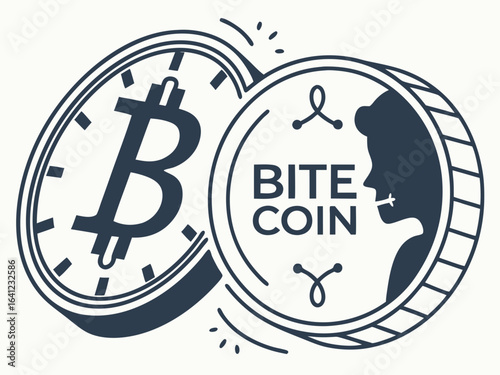 Bite Cryptocurrency Coin and Bitcoin Coin Illustration .Vector illustration of a Bite cryptocurrency coin next to a Bitcoin coin. 