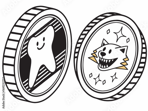 Bite Cryptocurrency Coin and Bitcoin Coin Illustration .Vector illustration of a Bite cryptocurrency coin next to a Bitcoin coin. 