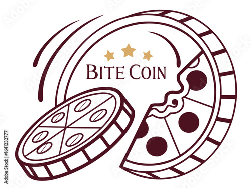 Bite Cryptocurrency Coin and Bitcoin Coin Illustration .Vector illustration of a Bite cryptocurrency coin next to a Bitcoin coin. 