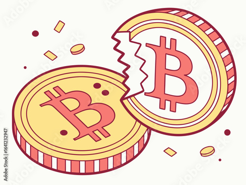 Bite Cryptocurrency Coin and Bitcoin Coin Illustration .Vector illustration of a Bite cryptocurrency coin next to a Bitcoin coin. 