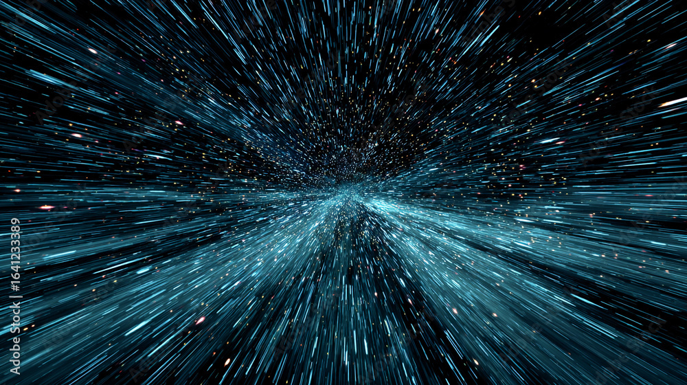 Obraz premium Cosmic journey through space showcasing vibrant light particles