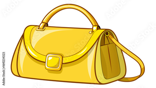  close up yellow female bag on a white background