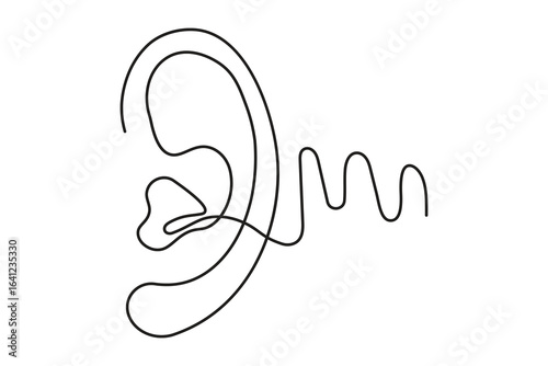 Ear continuous one line art silhouette design for abstract minimalist wall decor.