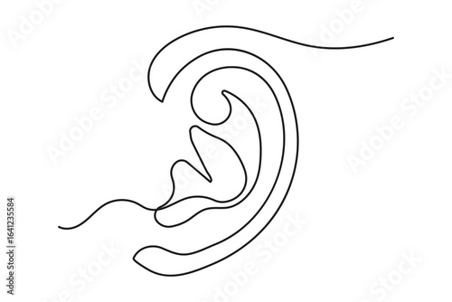  Ear continuous one line art elegant sketch with smooth curve line style