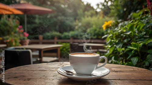 Wallpaper Mural cup of coffee on the terrace Torontodigital.ca