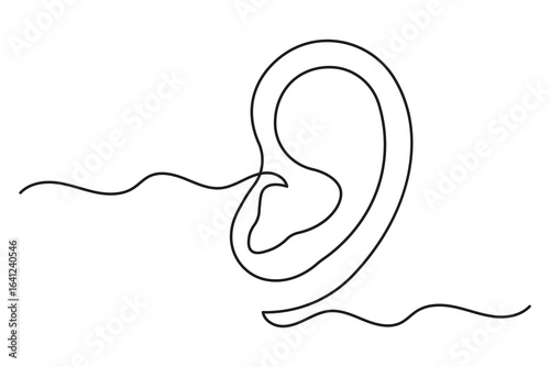 Stylish ear continuous one line art sketch for fashion and portrait illustration