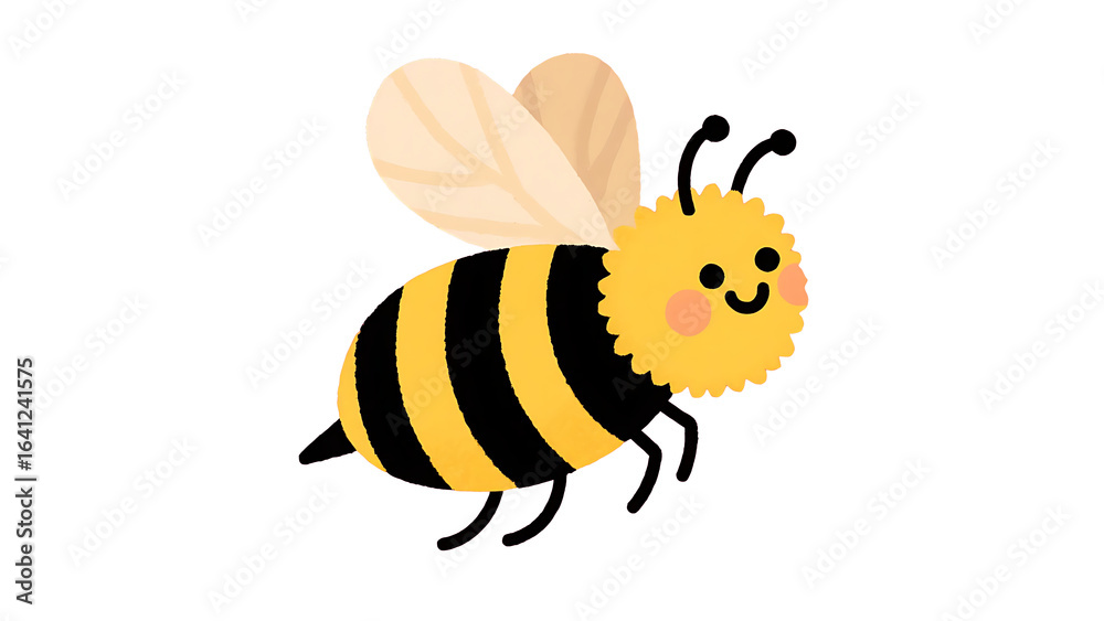 Transparent PNG Cute Cartoon Bee, Happy Bumble Bee with Yellow and Black Stripes, Fluffy Body, and Cream Wings on Transparent Background, Perfect for Children's Designs and Spring Themes Transparent PNG Cute Cartoon Bee, Happy Bumble Bee with Yellow and Black Stripes, Fluffy Body, and Cream Wings on Transparent Background, Perfect for Children's Designs and Spring Themes
