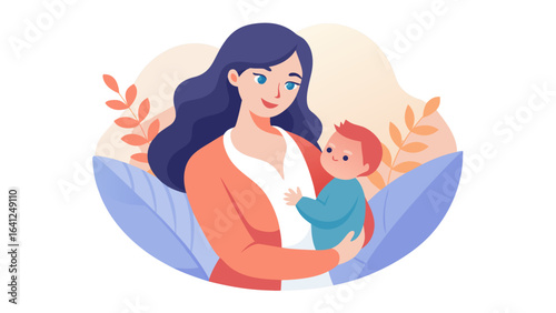 Heartwarming Premium Vector of Mother and Baby – Elegant and Timeless Design
