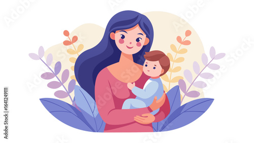 Heartwarming Premium Vector of Mother and Baby – Elegant and Timeless Design