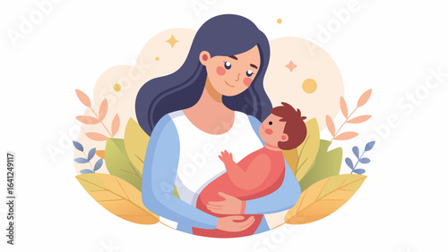Heartwarming Premium Vector of Mother and Baby – Elegant and Timeless Design