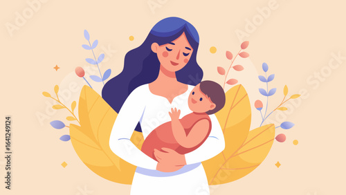 Heartwarming Premium Vector of Mother and Baby – Elegant and Timeless Design
