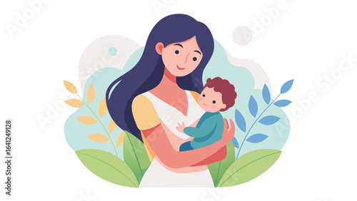 Heartwarming Premium Vector of Mother and Baby – Elegant and Timeless Design