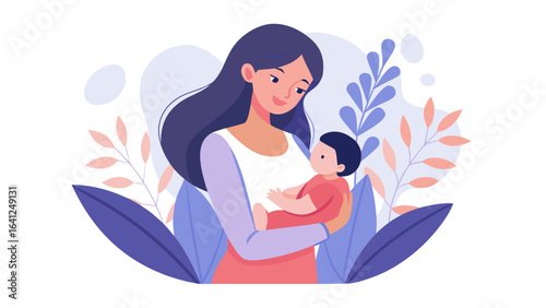 Heartwarming Premium Vector of Mother and Baby – Elegant and Timeless Design