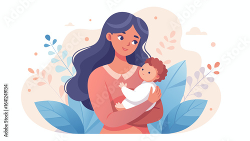Heartwarming Premium Vector of Mother and Baby – Elegant and Timeless Design