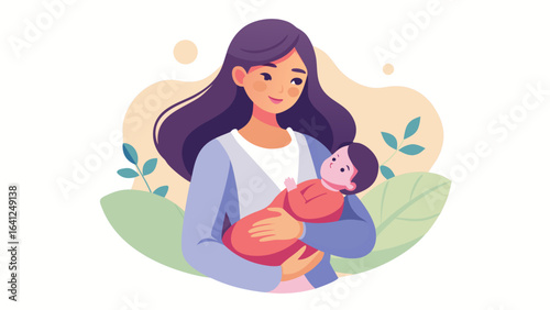 Heartwarming Premium Vector of Mother and Baby – Elegant and Timeless Design