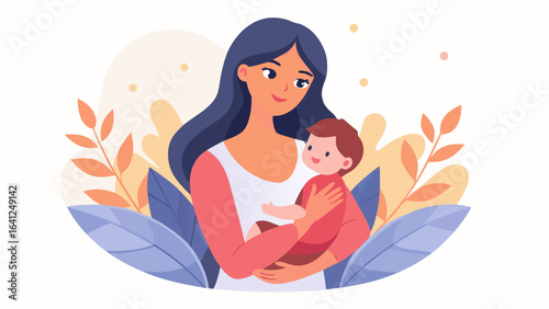 Heartwarming Premium Vector of Mother and Baby – Elegant and Timeless Design