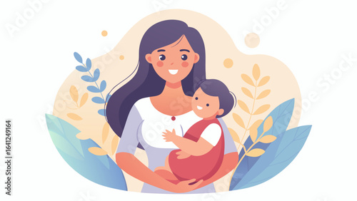 Heartwarming Premium Vector of Mother and Baby – Elegant and Timeless Design