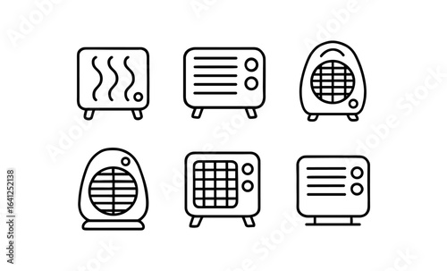 Minimalist line art heaters set with various designs and styles