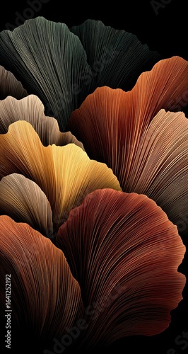 Abstract floral cluster, layered in warm autumnal colors