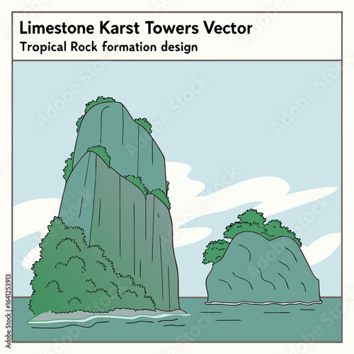 limestone Karst Towers Vector – Tropical Rock Formation Design