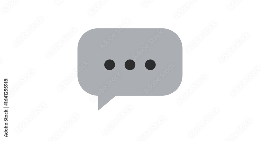 Fototapeta premium Minimalist Gray Speech Bubble Icon with Typing Ellipsis