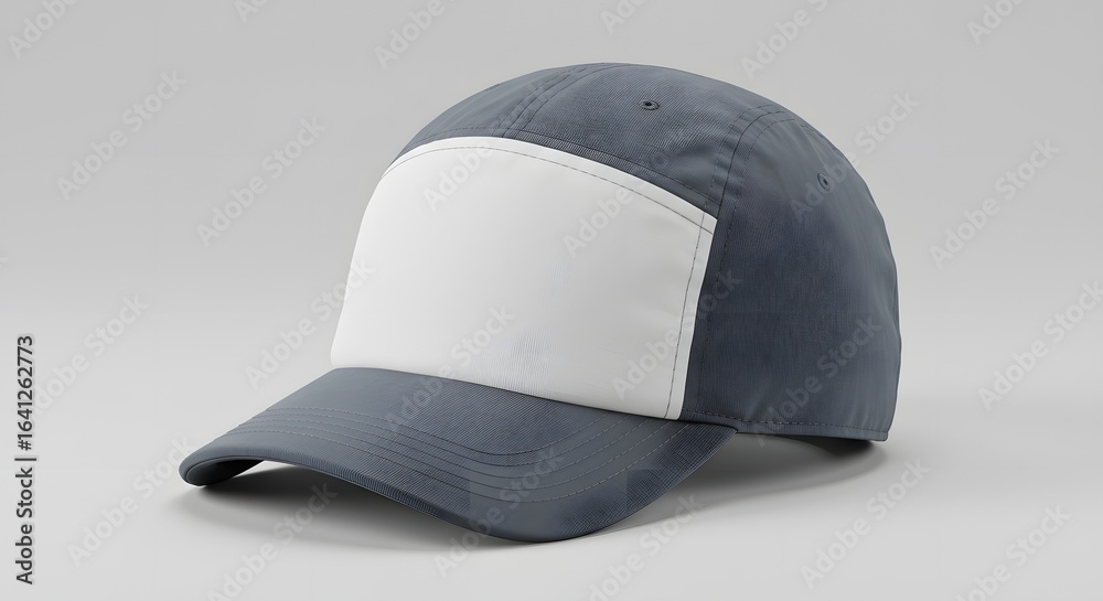 Fototapeta premium Blank Grey Baseball Cap Mockup with White Panel for Customization