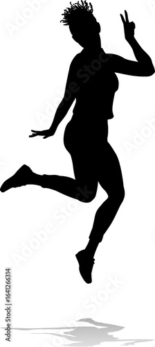 Happy Woman Jumping For Joy...