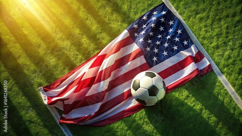 Patriotic drone footage captures a breathtaking American flag dominating a football field during a thrilling game.
