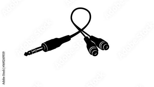  Stereo Plug To RCA Female Adapter Cable,black isolated silhouette