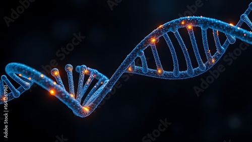 Two DNA strands intertwining uniquely, glowing at their connection points.