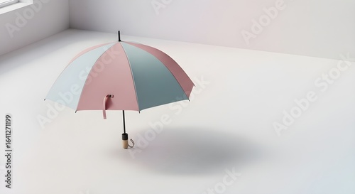 Wallpaper Mural Open pastel pink and blue umbrella with a wooden handle casting a shadow Torontodigital.ca