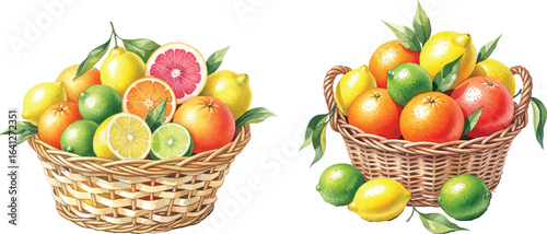 Citrus Fruit Baskets with Lemons, Oranges, Limes & Grapefruit - Fresh & Zesty