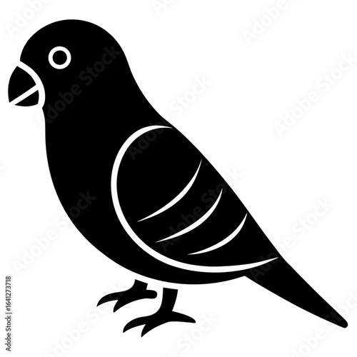 Elegant black silhouette of two lovebirds perched together