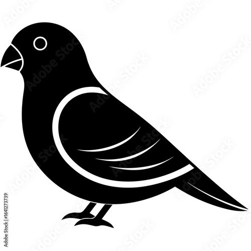 Elegant black silhouette of two lovebirds perched together symbolizing romance and companionship