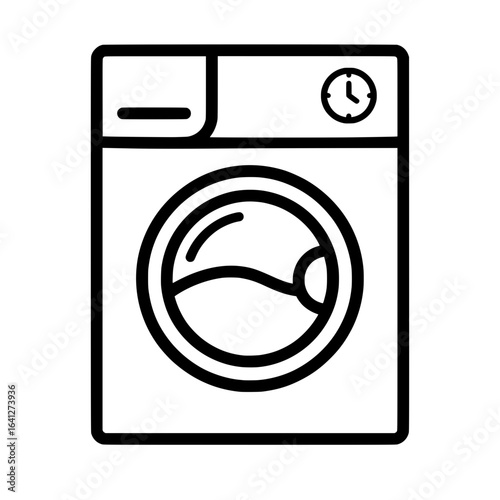 Washing Machine Icon with Timer – Laundry Appliance Symbol